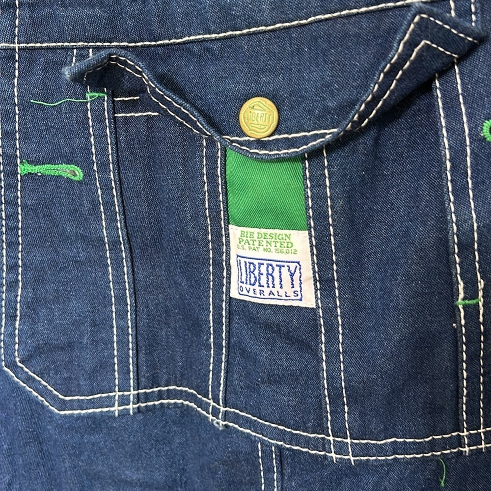 Liberty Men's 42 x 30 Denim Bib Overalls Blue Carpenter Jeans Medium Wash - Picture 4 of 7